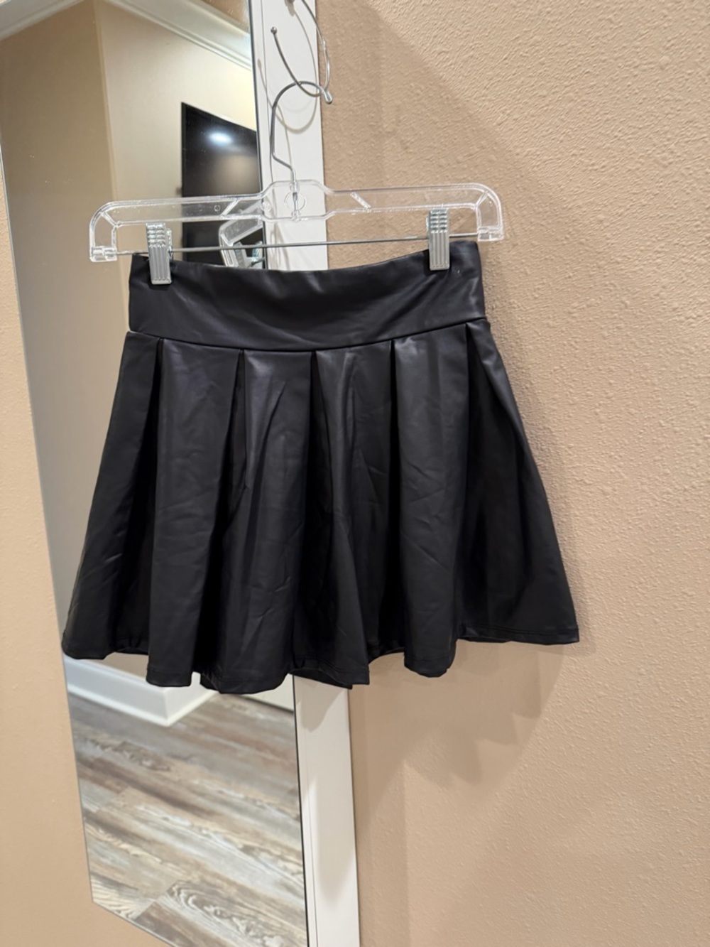 Spirit Black Faux Leather Circle Skater Mini Skirt